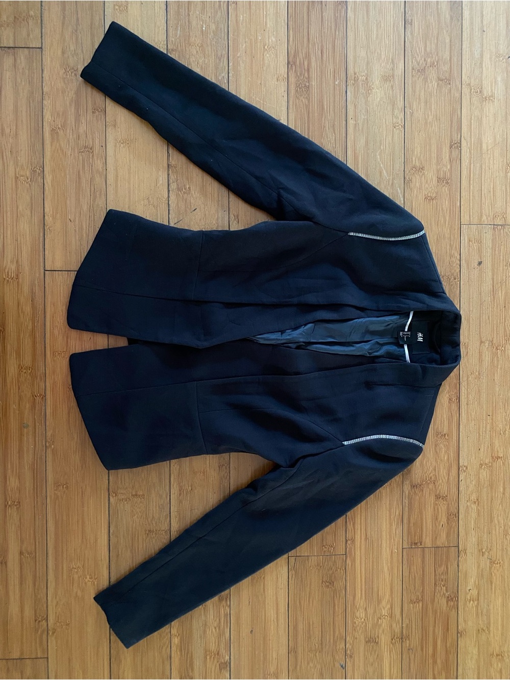 Pre-owned H&M Black Women’s Zip-Trim Blazer Jacket Sz 6